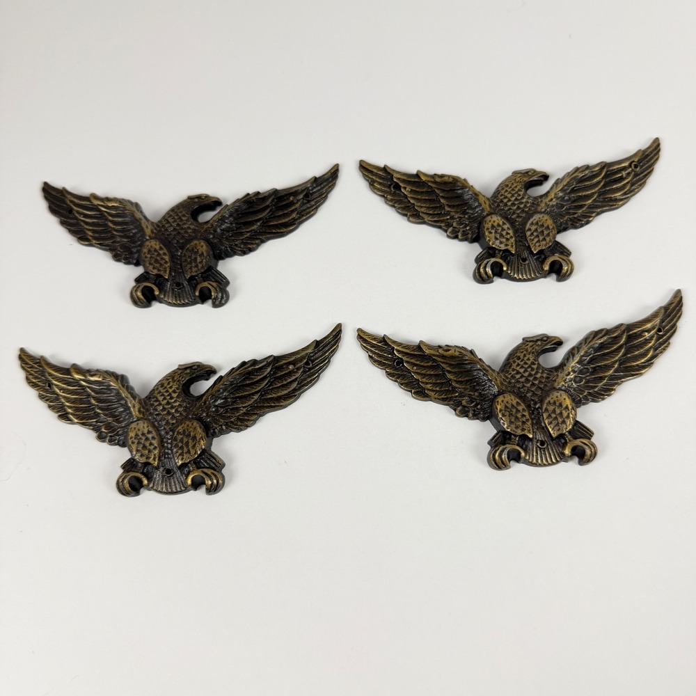 Vintage Eagle Wall‎ Plaque Set 4 Bronze Tone Americana Decor 4.5"